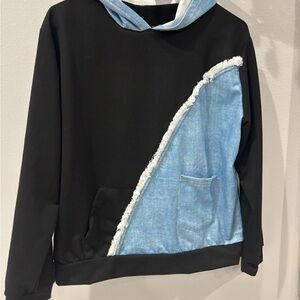 Black and Blue Women's Sweat shirt   and pant set with Fringe Detail